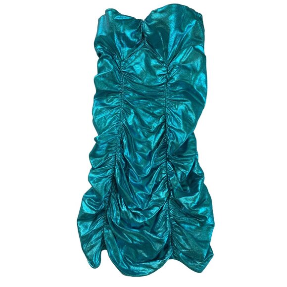 Elizabetta Franchi Metallic Blue Strapless Mini Dress EU 42 US 6 S Club 7030 - Picture 3 of 14